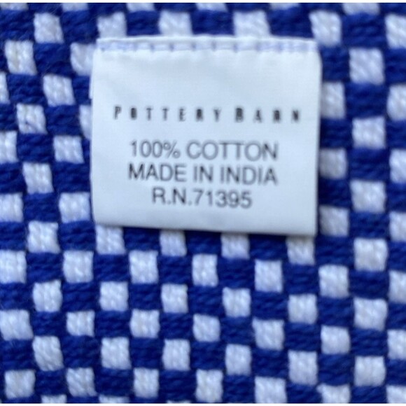 Pottery Barn Handwoven Throw Blanket 66x66”Navy Striped Modern Farmhouse Coastal - Picture 6 of 8